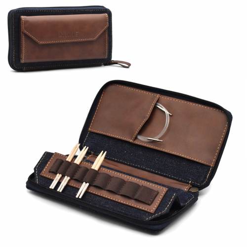 Lykke Oxford Small Needle Case - Denim & Vegan Leather