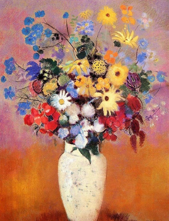 Redon: White Vase With Flowers (1916) - Socknado - Dyed Stock