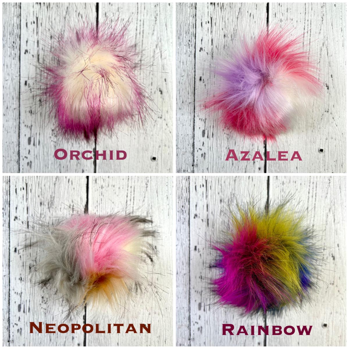 Faux Fur Pom Poms - Bright Colours