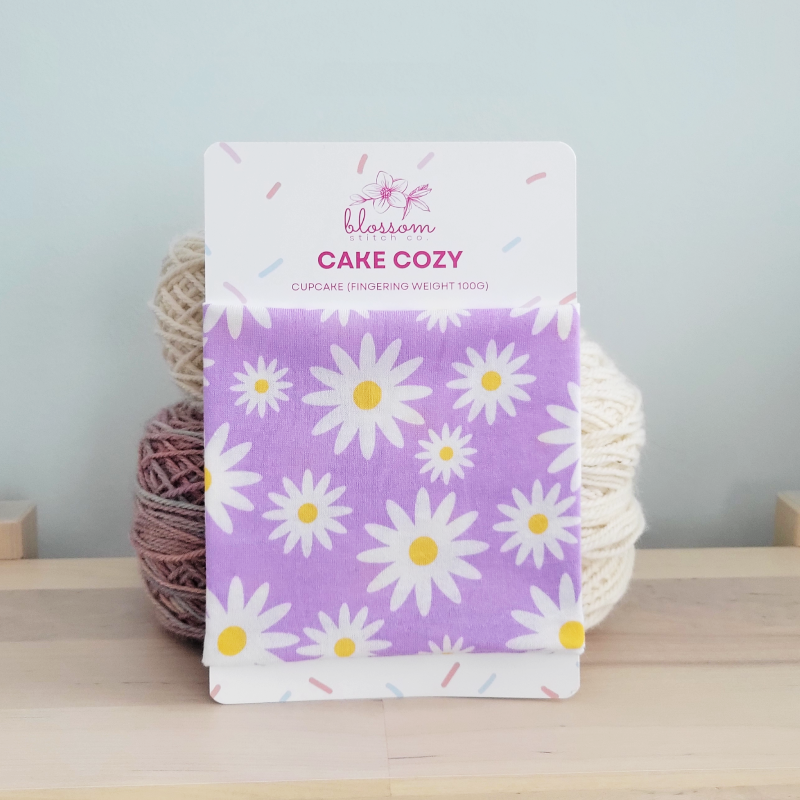 Blossom Stitch Co. Purple Daisies Yarn Cake Cozy