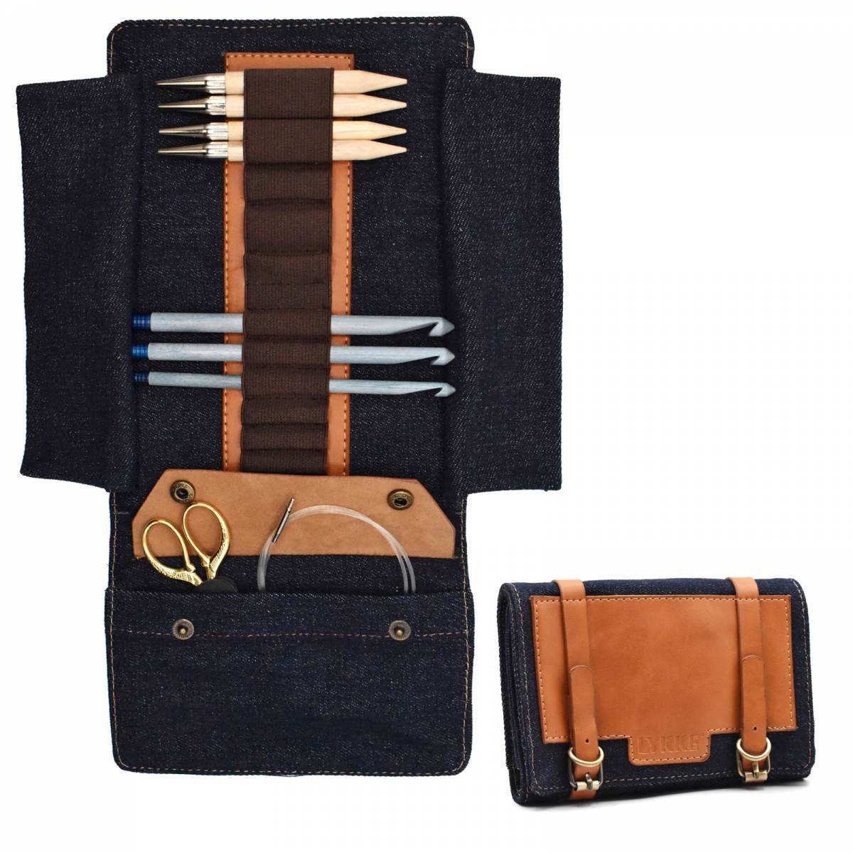 Lykke Taylor Large Needle Case - Denim & Vegan Leather
