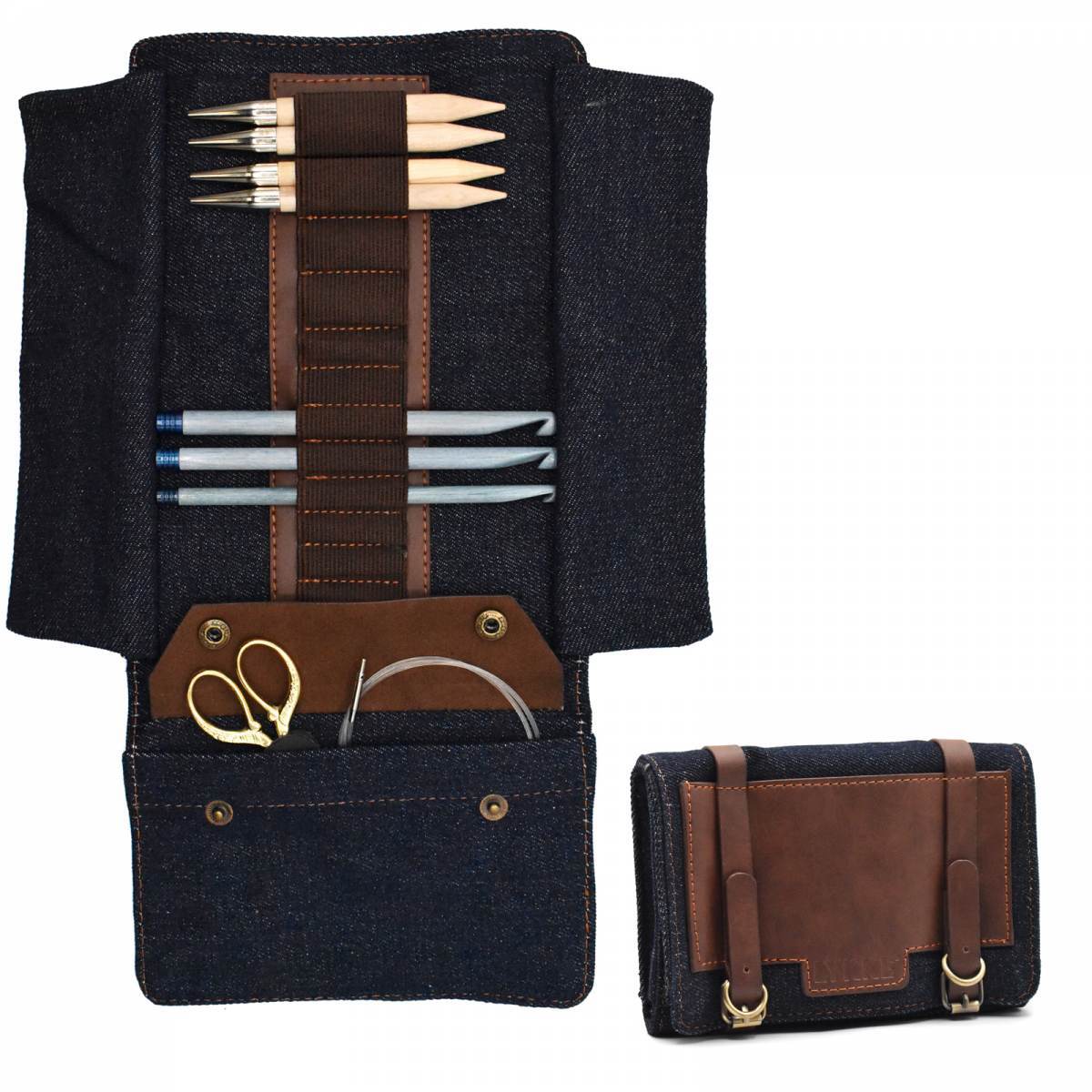 Lykke Taylor Large Needle Case - Denim & Vegan Leather
