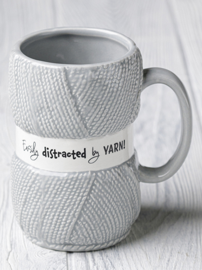 Grey Yarn Mug - &quot;Easily Distracted by Yarn&quot;