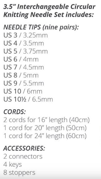 Lykke 3.5" IC Birchwood Knitting Needle Set - INDIGO