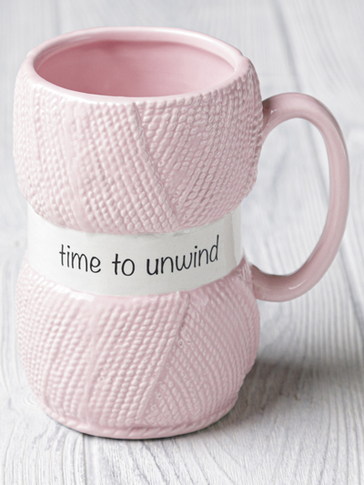 Pink Yarn Mug - &quot;Time to Unwind&quot;