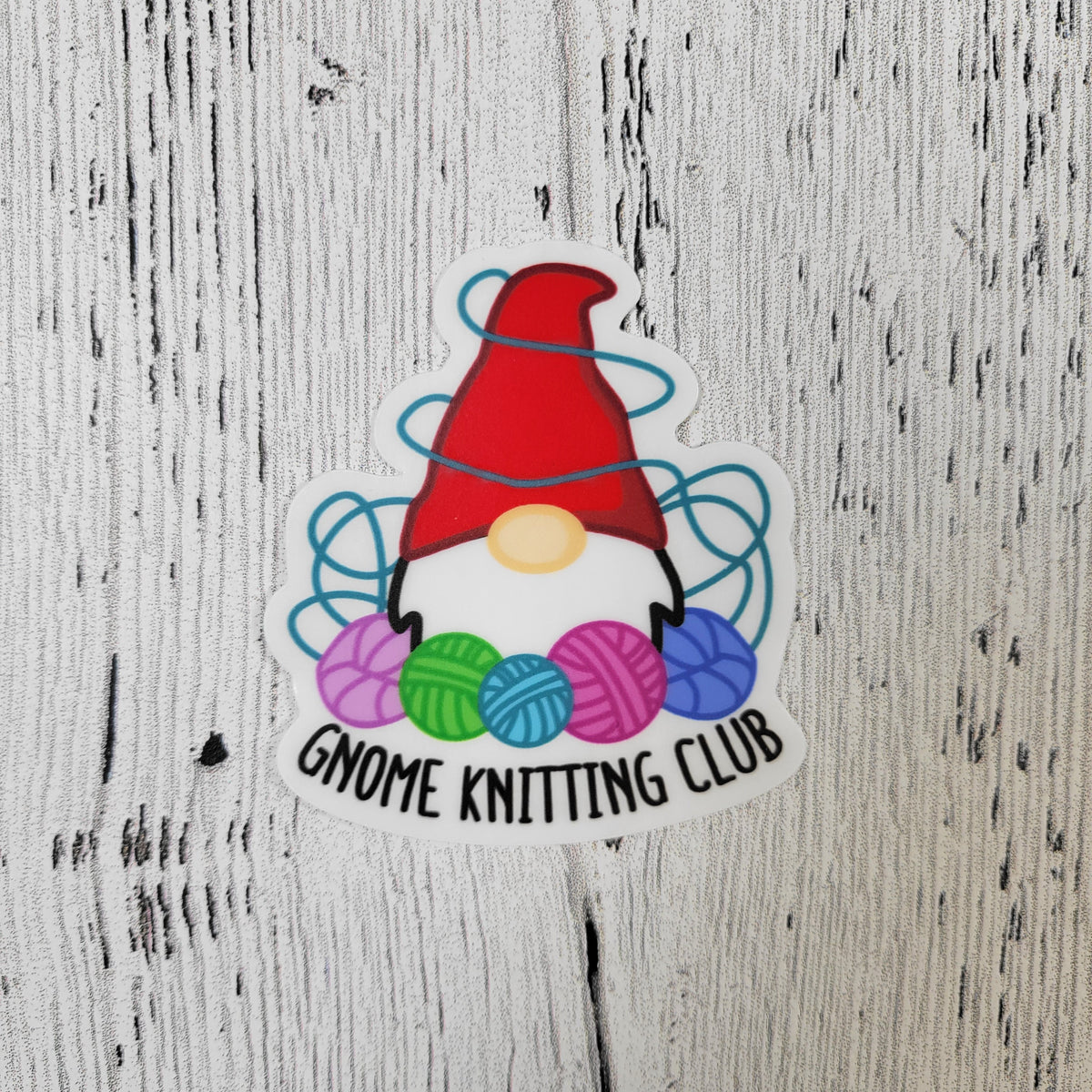 Gnome Knitting Club Clear Vinyl Sticker