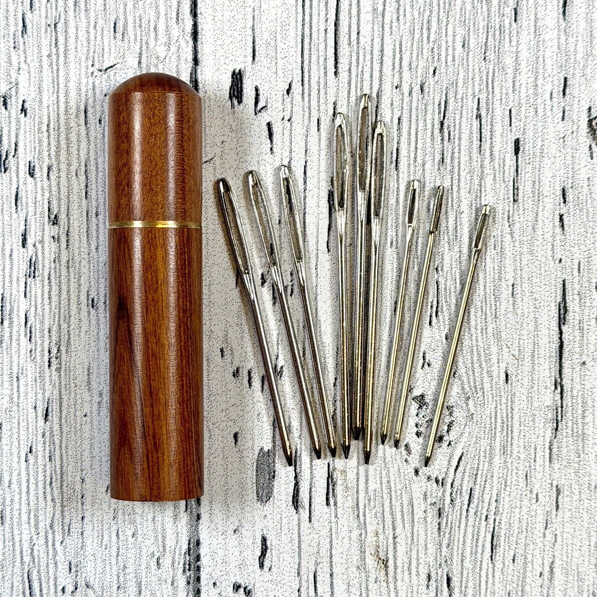 Darning Needle Set in Wood Container Set of 9