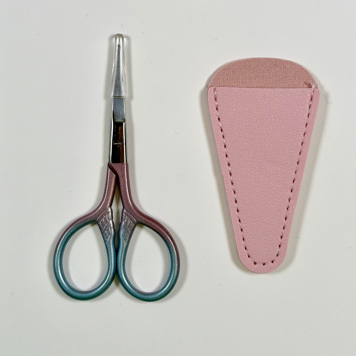 Blue and Pink Fine Embroidery Scissors 9.5mm (3.74") in Pink Pouch
