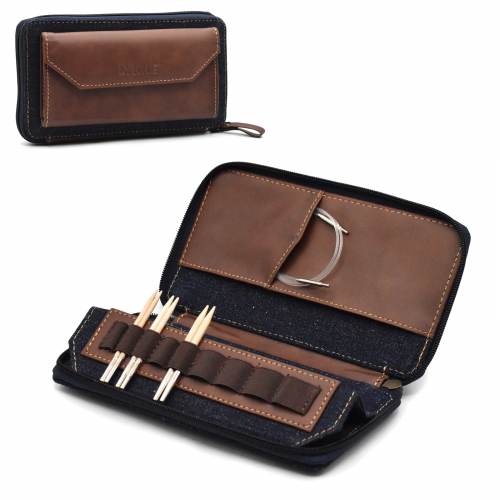 Lykke Oxford Small Needle Case - Denim &amp; Vegan Leather