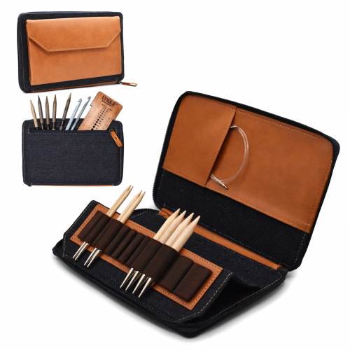 Lykke Oxford Small Needle Case - Denim &amp; Vegan Leather