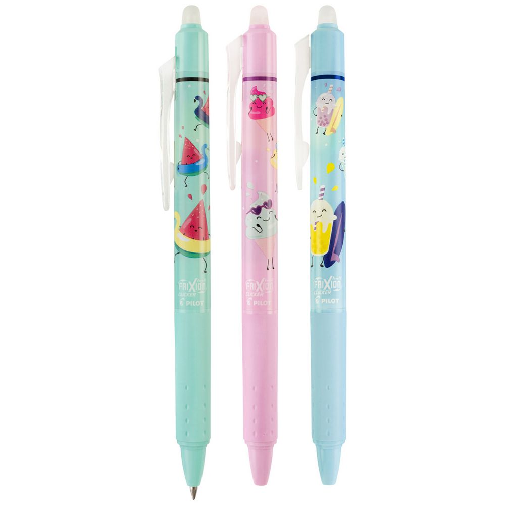 Frixion Erasable Roller Ball Pens 7mm Blue/Black/Purple Ink - Assorted Colours