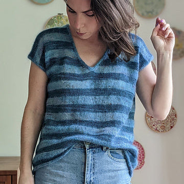 Your First: Striped V-Neck Fingering Weight Sweater Class - Pop Rock Pullover by Tanis Lavallee