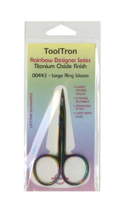 Tooltron Rainbow Designer Series - Titanium Oxide Finished Scissors With Large Rings- 3.75"