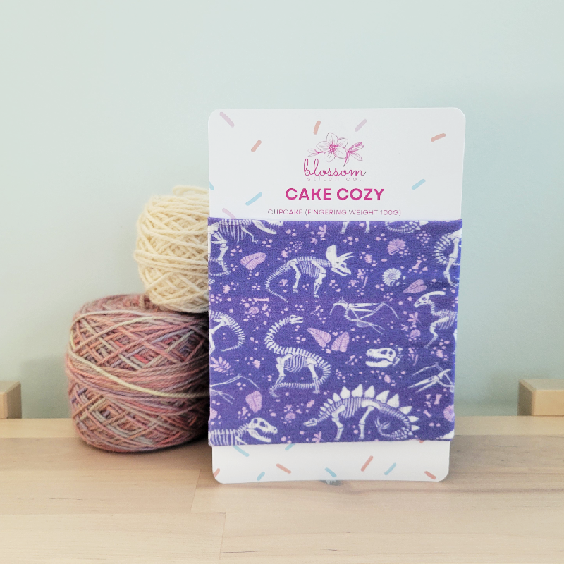 Blossom Stitch Co. Purple Fossils Yarn Cake Cozy