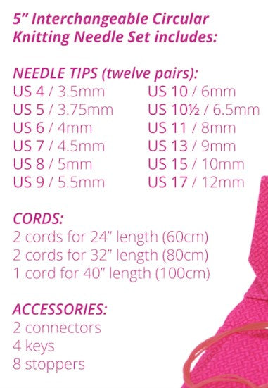 Lykke 5&quot; IC Birchwood Knitting Needle Set - BLUSH